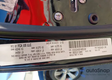 2015 Dodge Challenger Sxt from USA, damaged, VIN 2C3CDZAG5FH855190